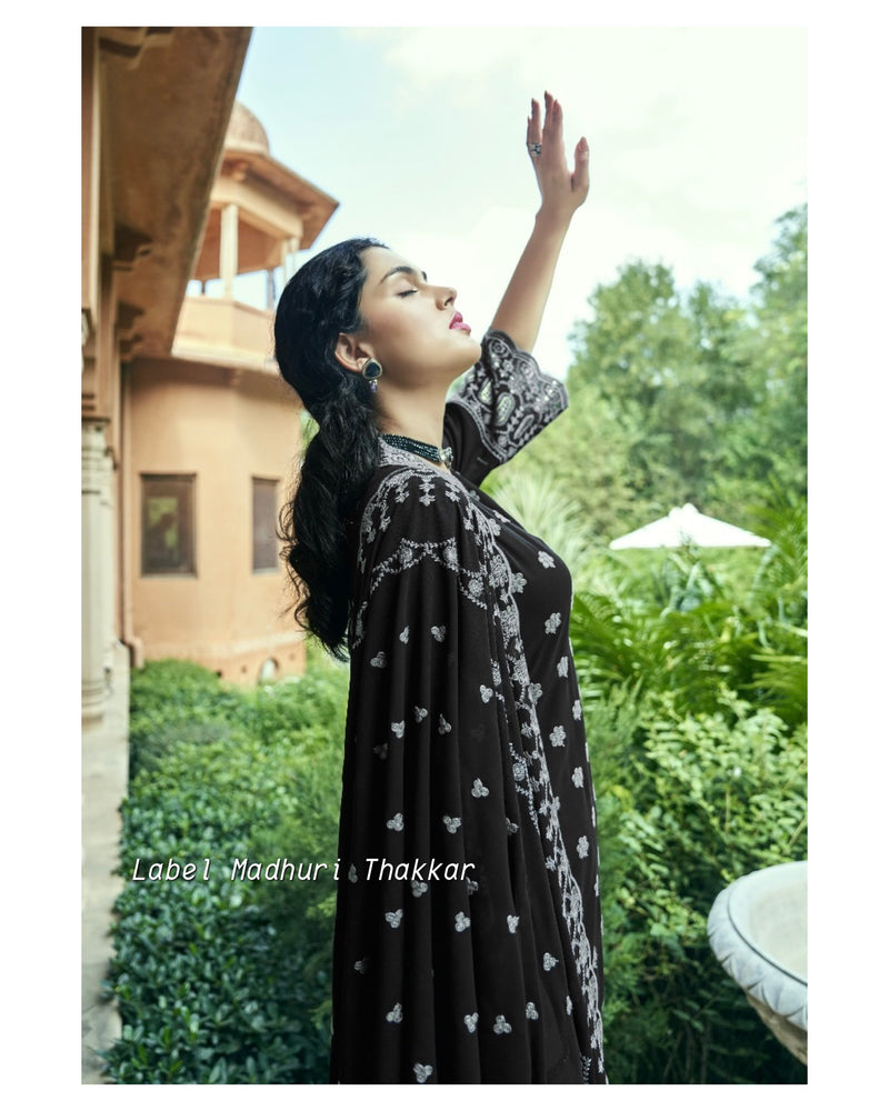 Black Georgette Schiffli Suit