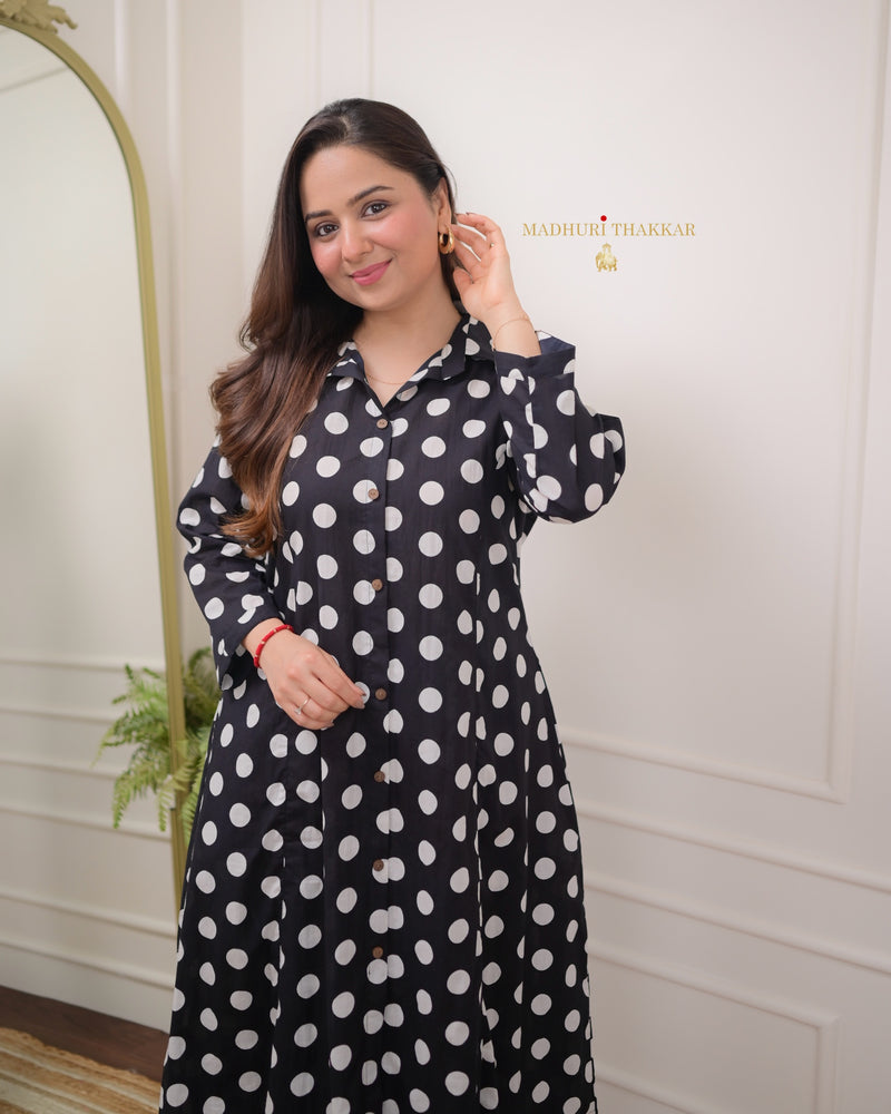 Black Polka Dots Cotton Co-ord