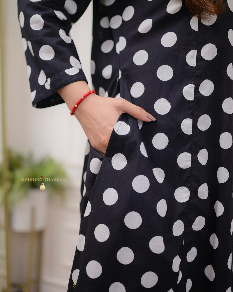 Black Polka Dots Cotton Co-ord