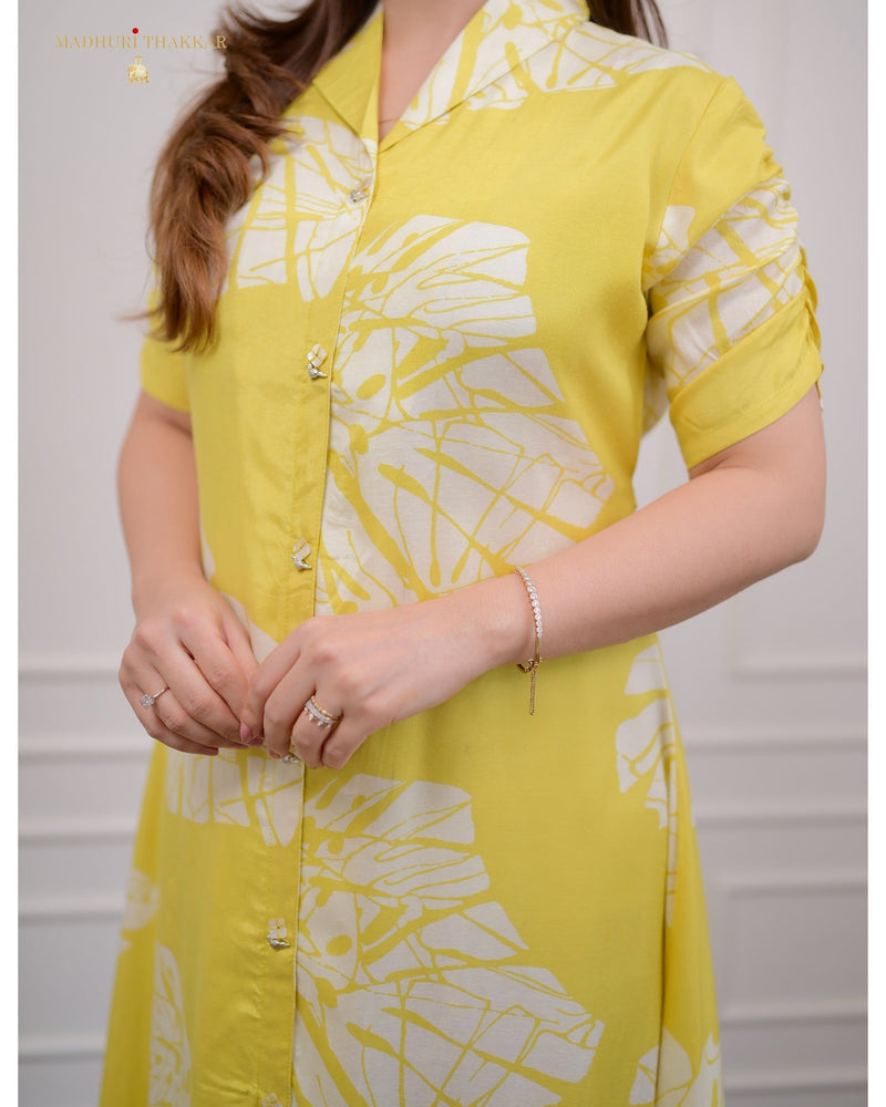 Yellow Leaf Russian Cotton Dress