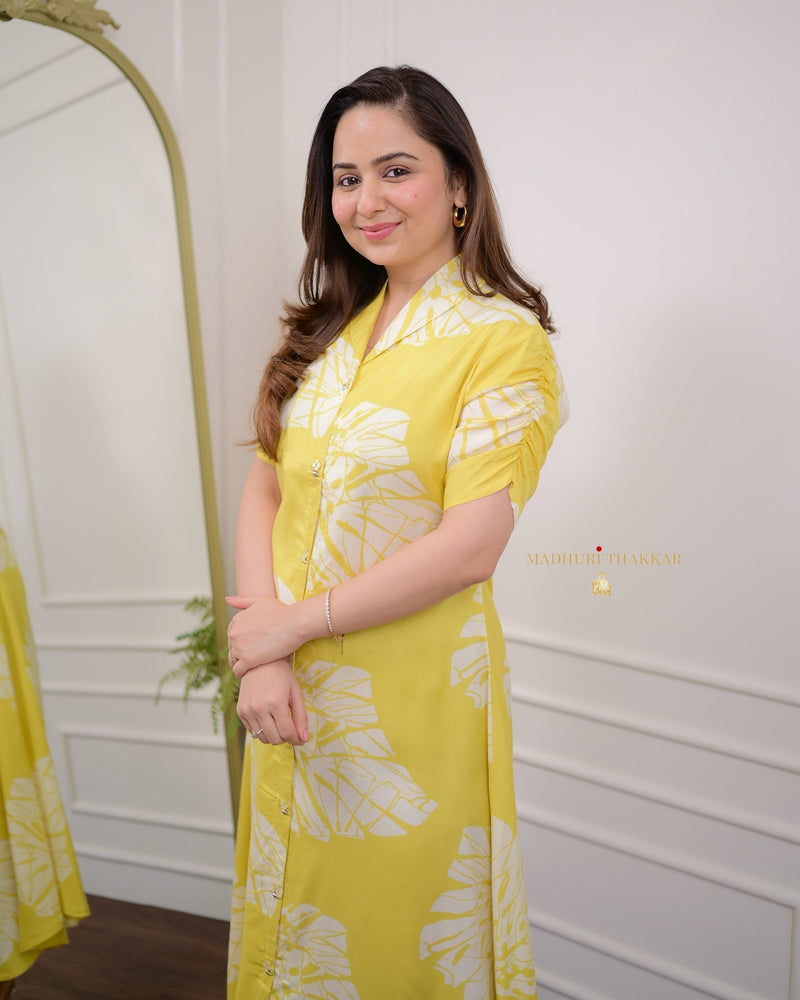 Yellow Leaf Russian Cotton Dress