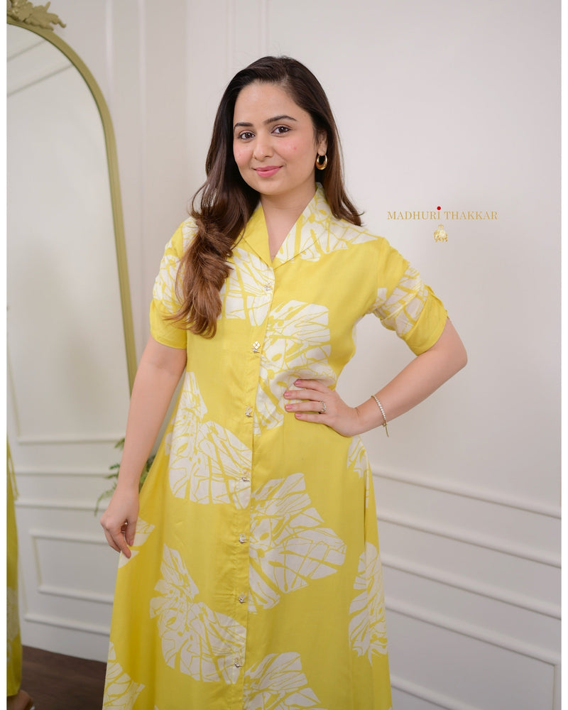 Yellow Leaf Russian Cotton Dress