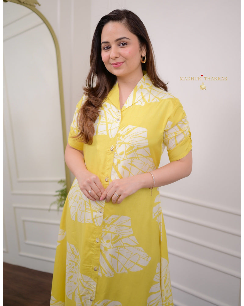 Yellow Leaf Russian Cotton Dress