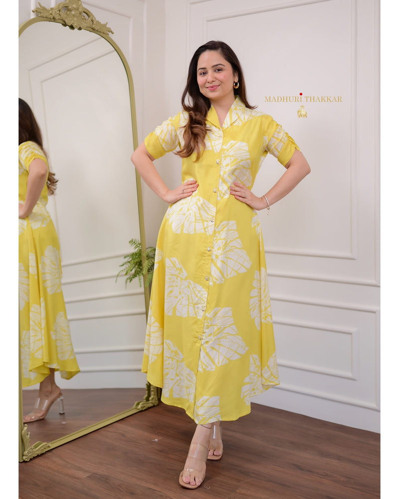 Yellow Leaf Russian Cotton Dress