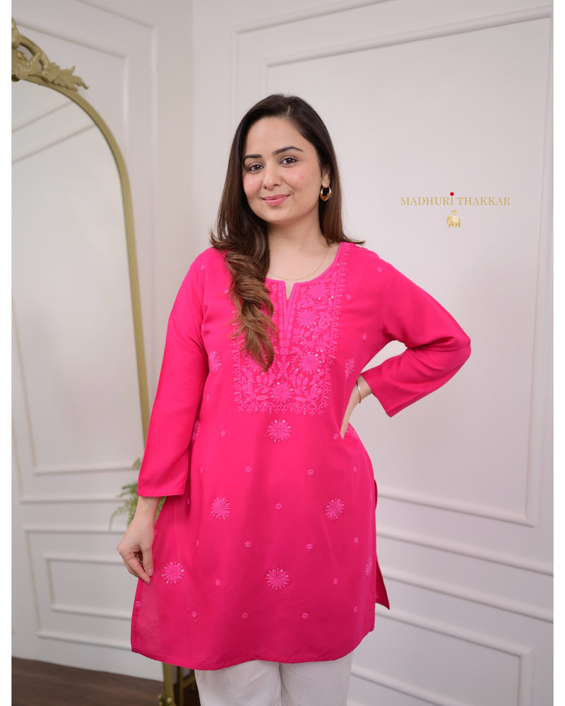 Rani Pink Chikankari Tunic