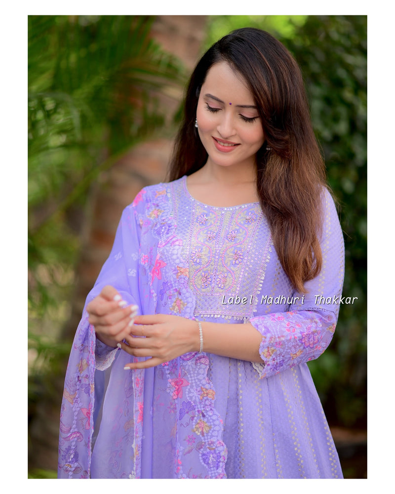 Lavender Festive Embroidered Anarkali