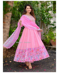 Baby Pink Festive Embroidered Anarkali