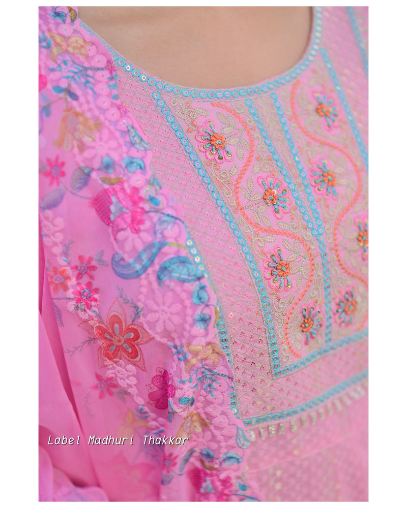 Baby Pink Festive Embroidered Anarkali