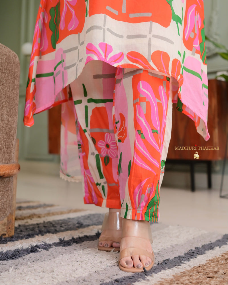 Peach Pink Aline Premium Cotton Suit