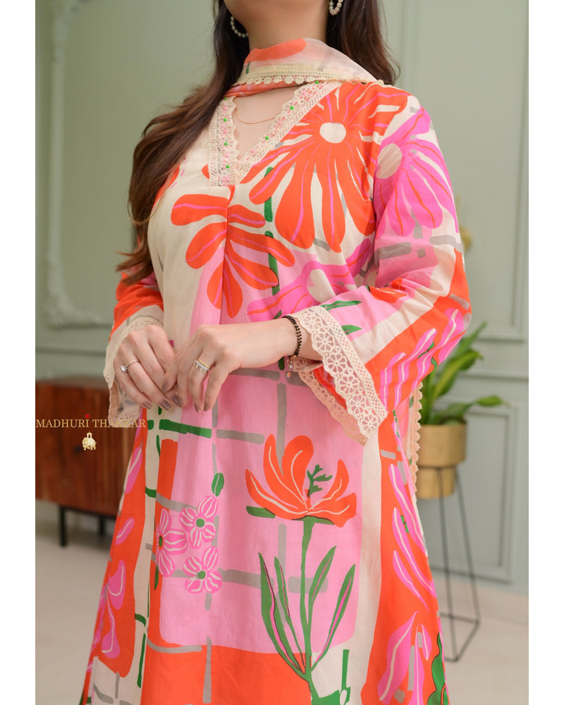 Peach Pink Aline Premium Cotton Suit