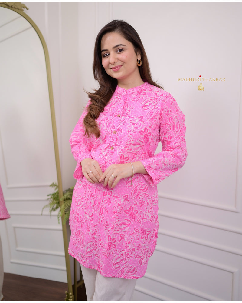 Pink Floral Cotton Tunic