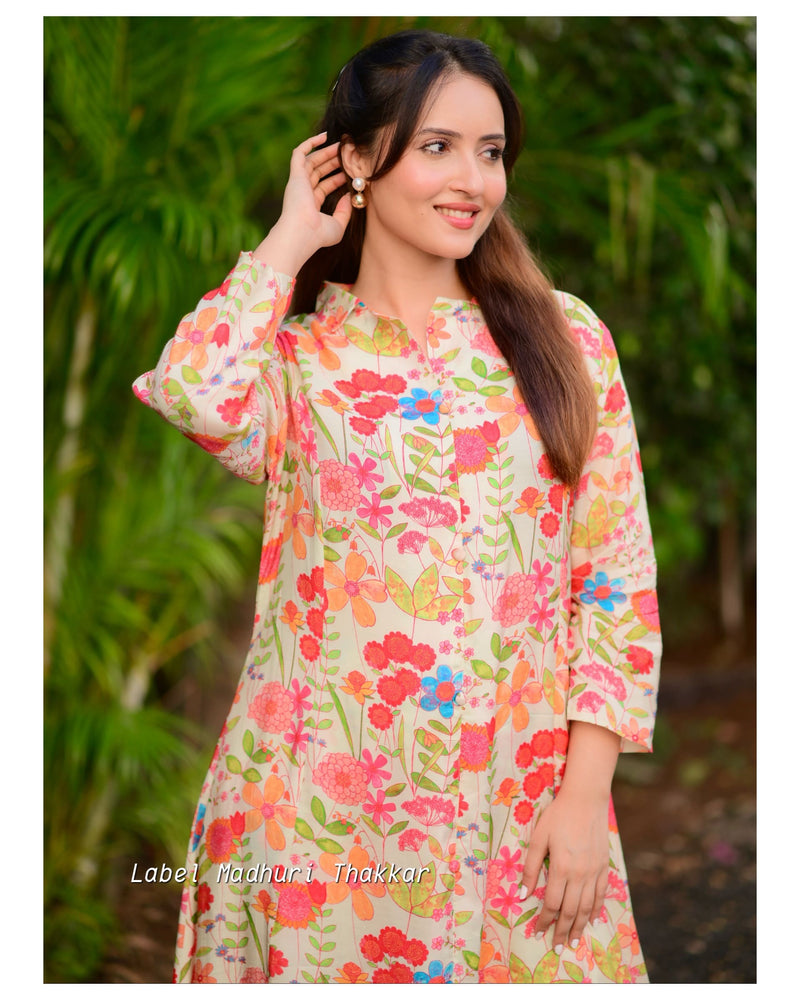 Ivory Floral Muslin Co-ord