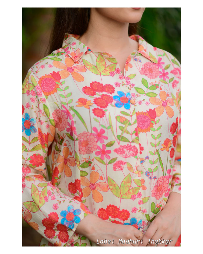 Ivory Floral Muslin Co-ord