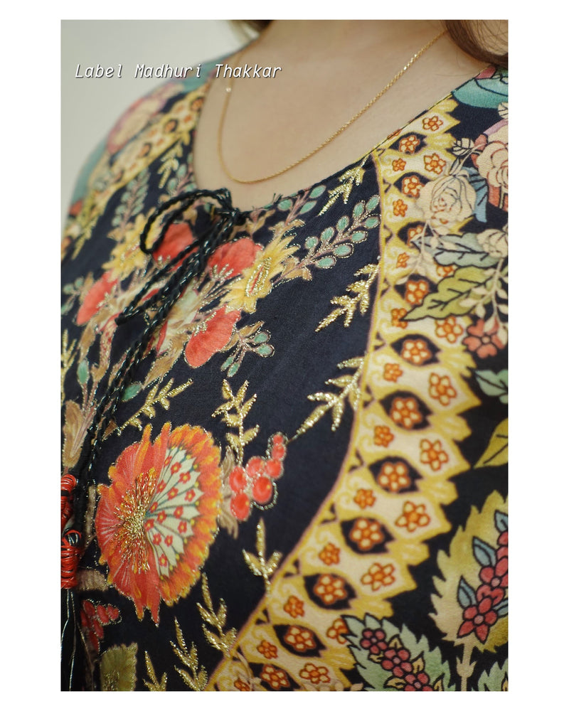 Black Digital Print Muslin Kurta Set