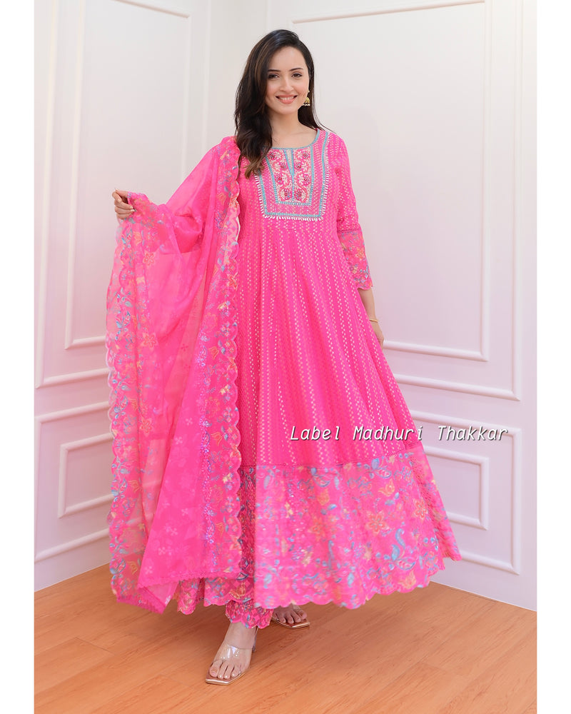 Pink Festive Embroidered Anarkali