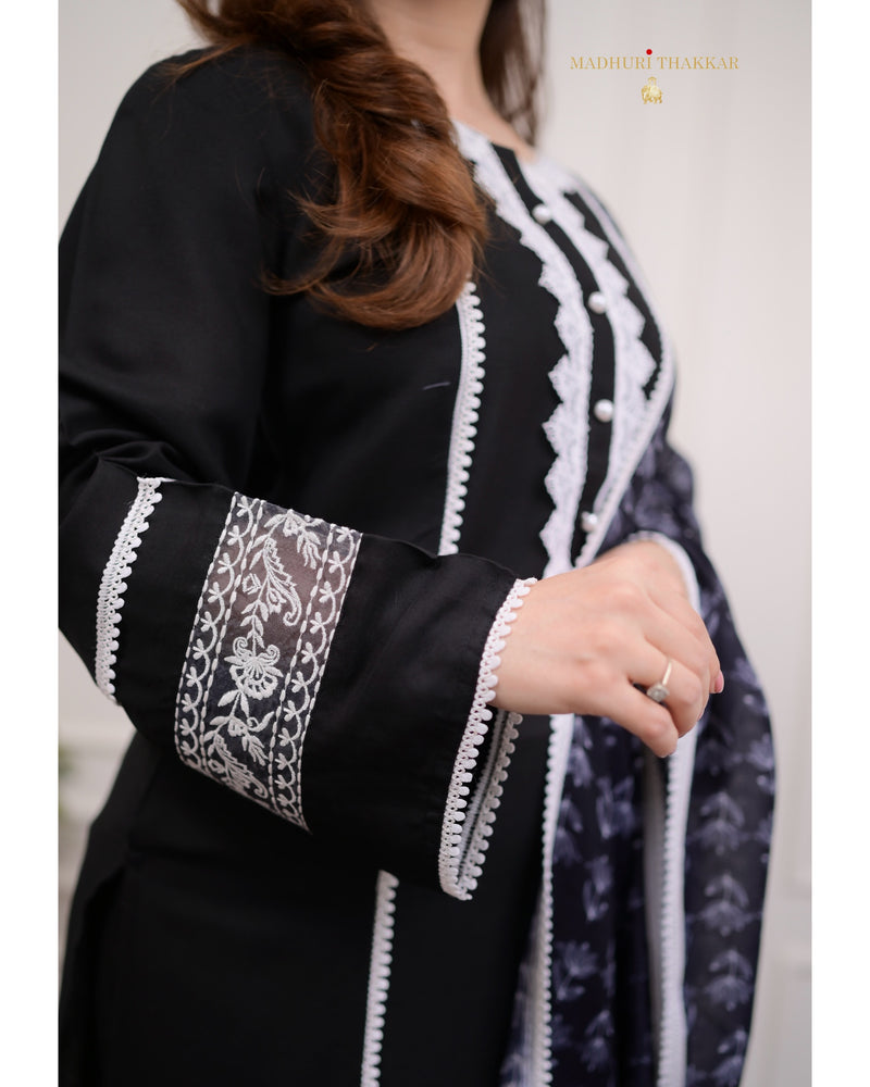 Black Lace Pakistani Cotton Suit