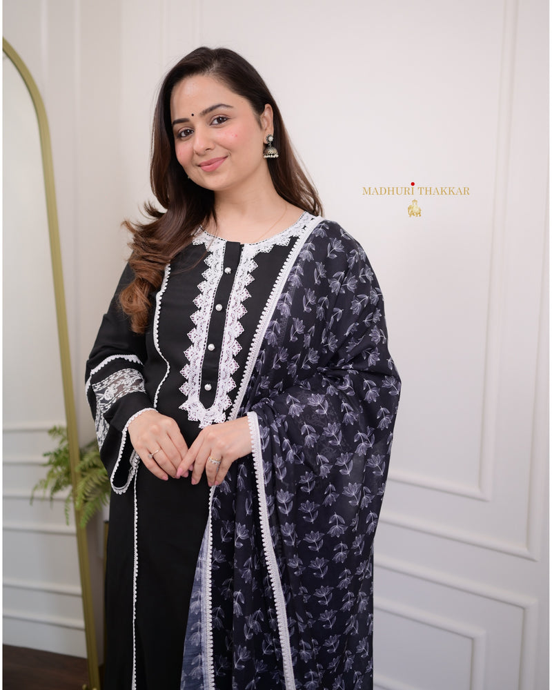 Black Lace Pakistani Cotton Suit