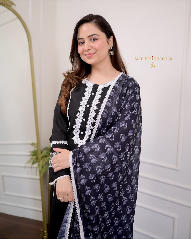 Black Lace Pakistani Cotton Suit