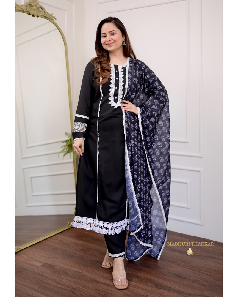 Black Lace Pakistani Cotton Suit