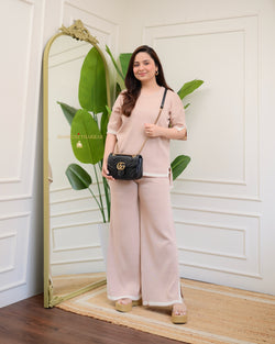 Baby Pink Knitted Half Sleeve Airport Trackset