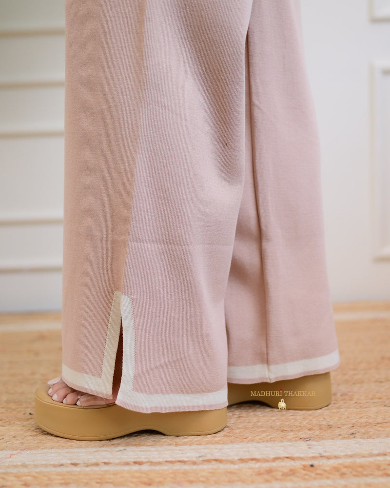Baby Pink Knitted Half Sleeve Airport Trackset