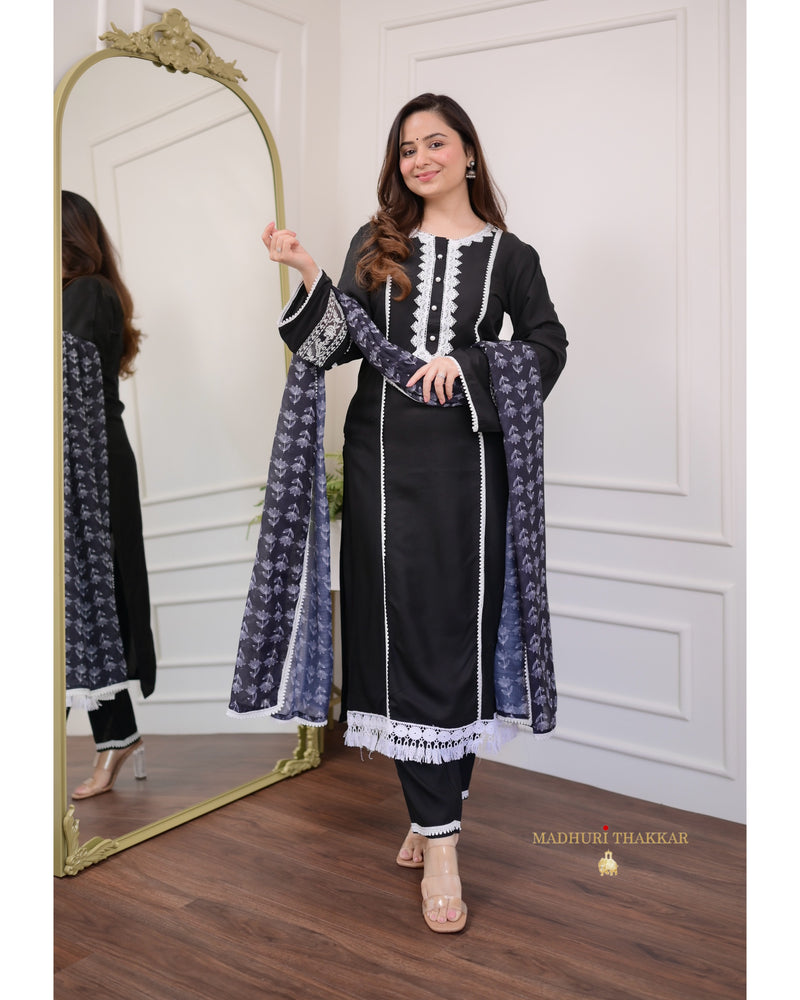 Black Lace Pakistani Cotton Suit