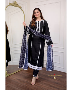 Black Lace Pakistani Cotton Suit