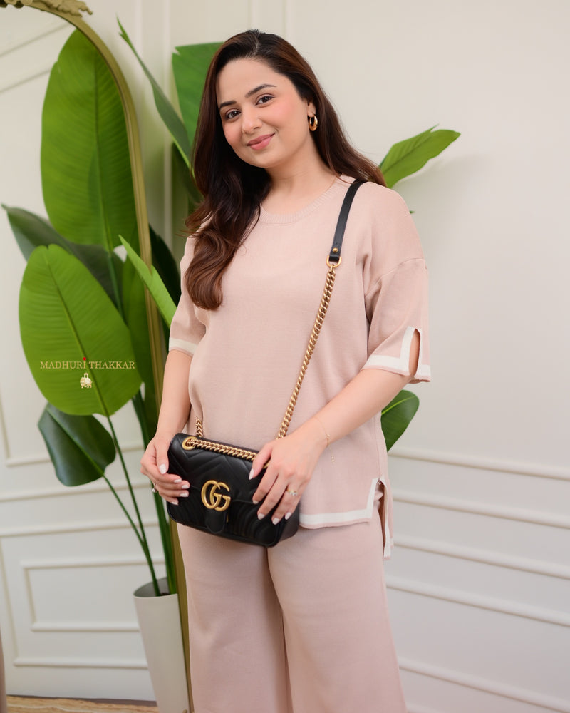 Baby Pink Knitted Half Sleeve Airport Trackset