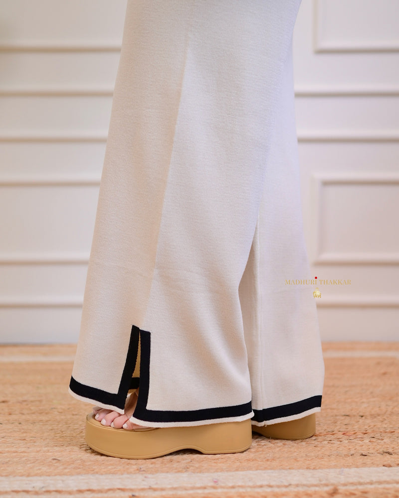 Milky White Knitted Half Sleeve Airport Trackset
