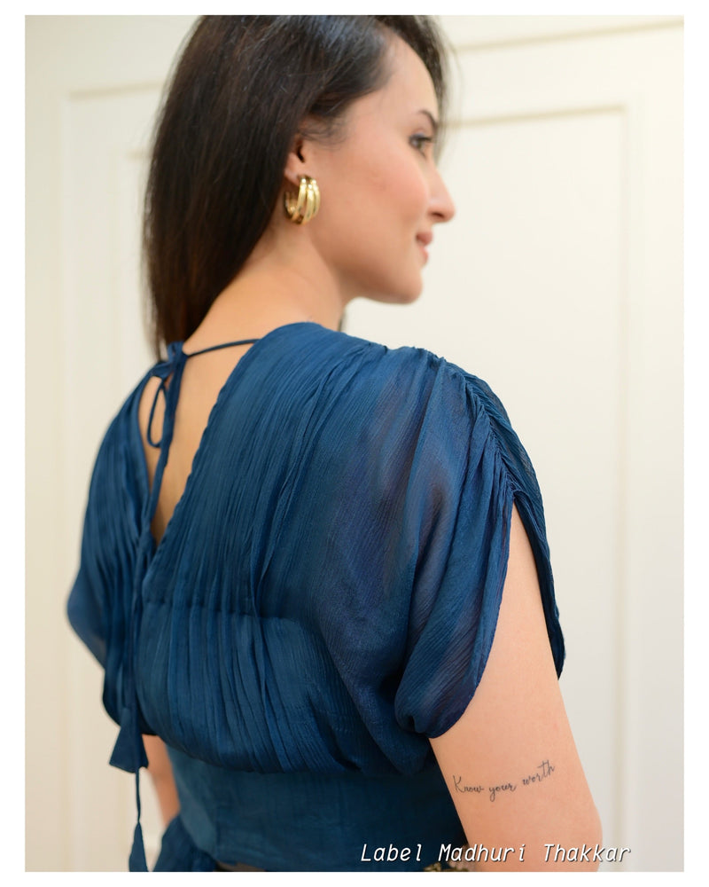Blue Chinnon Handwork Festive Co-ord