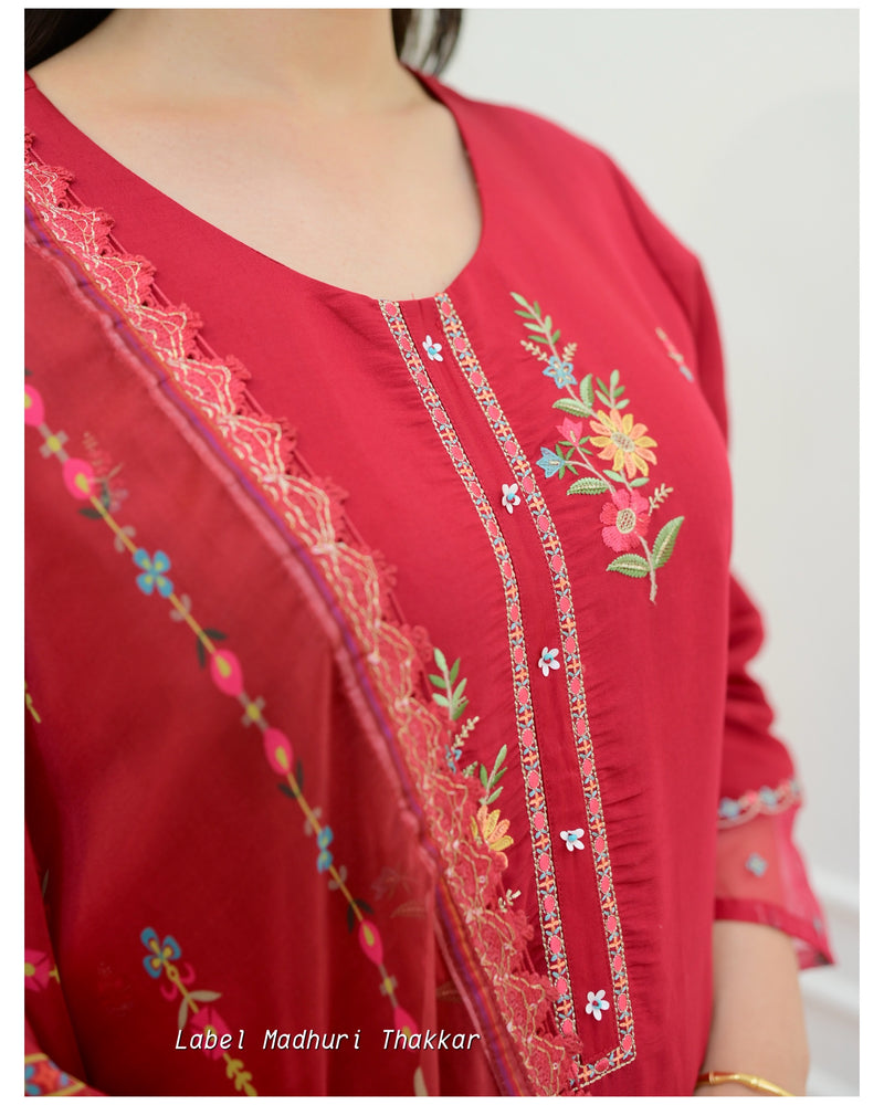 Red Thread Embroidered Suit
