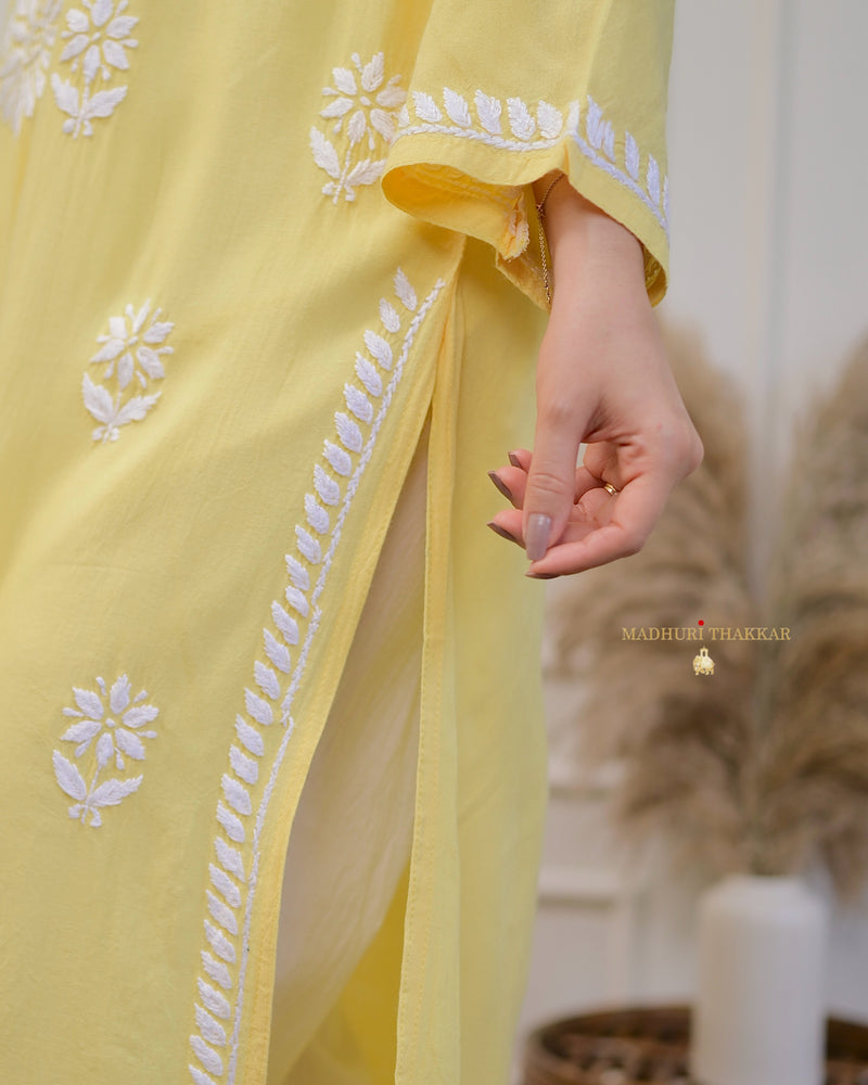 Yellow Chikankari Soft Cotton Kurta
