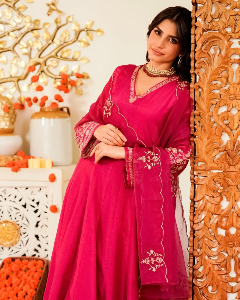 Meher Rani Handwork Chanderi Silk A Line Festive Suit