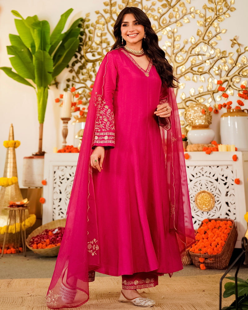 Meher Rani Handwork Chanderi Silk A Line Festive Suit