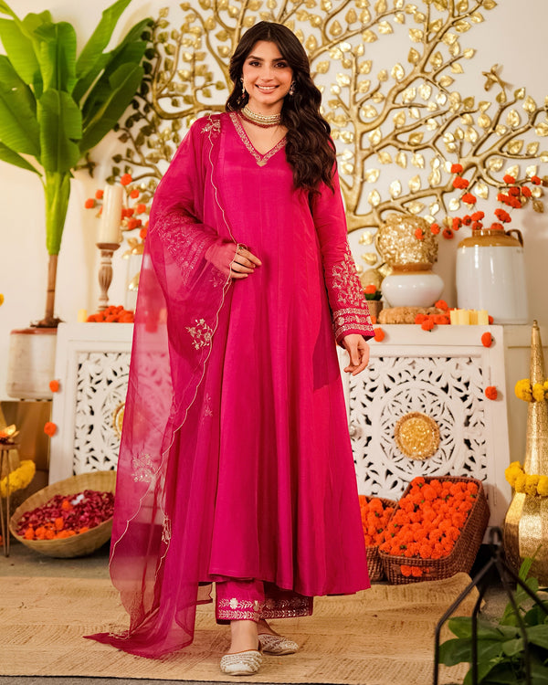 Meher Rani Handwork Chanderi Silk A Line Festive Suit