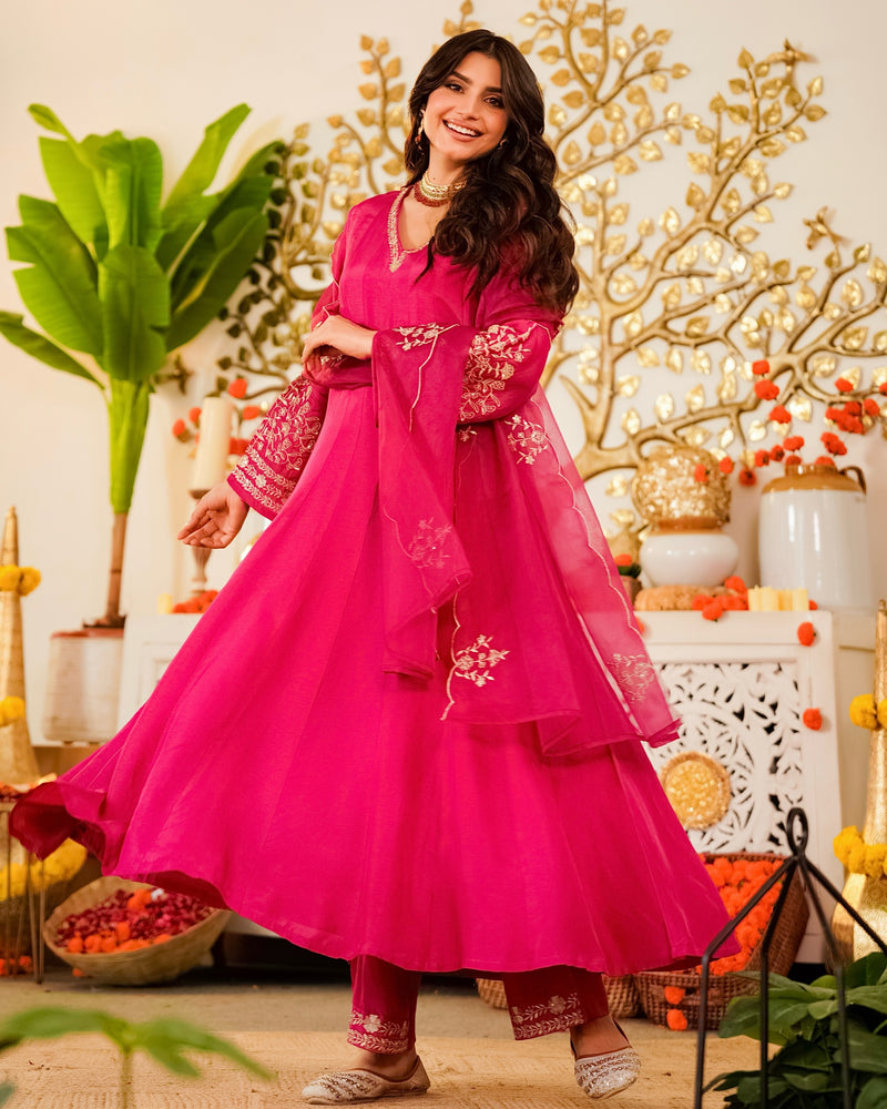 Meher Rani Handwork Chanderi Silk A Line Festive Suit