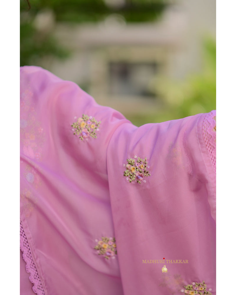 Lilac Threadwork Organza Suit