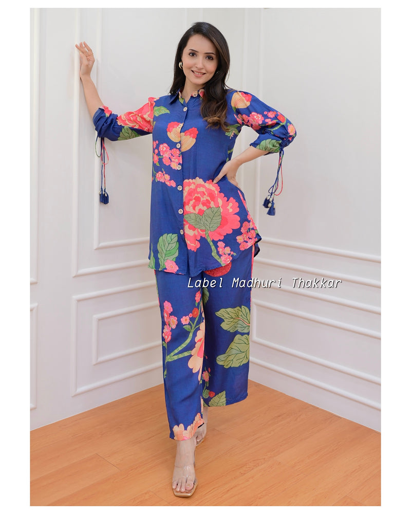 Blue Floral Muslin Co-ord