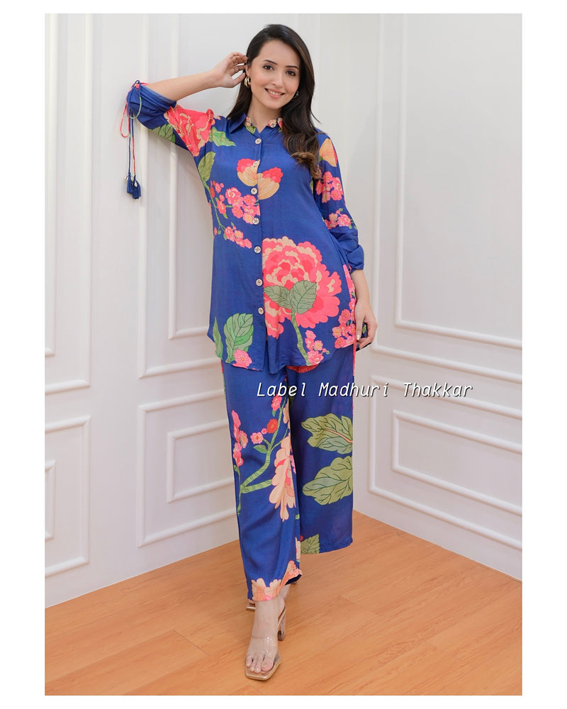 Blue Floral Muslin Co-ord