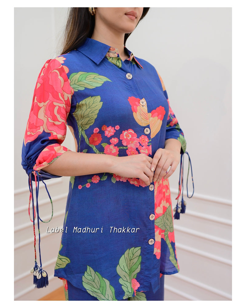 Blue Floral Muslin Co-ord