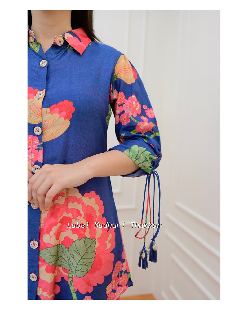 Blue Floral Muslin Co-ord