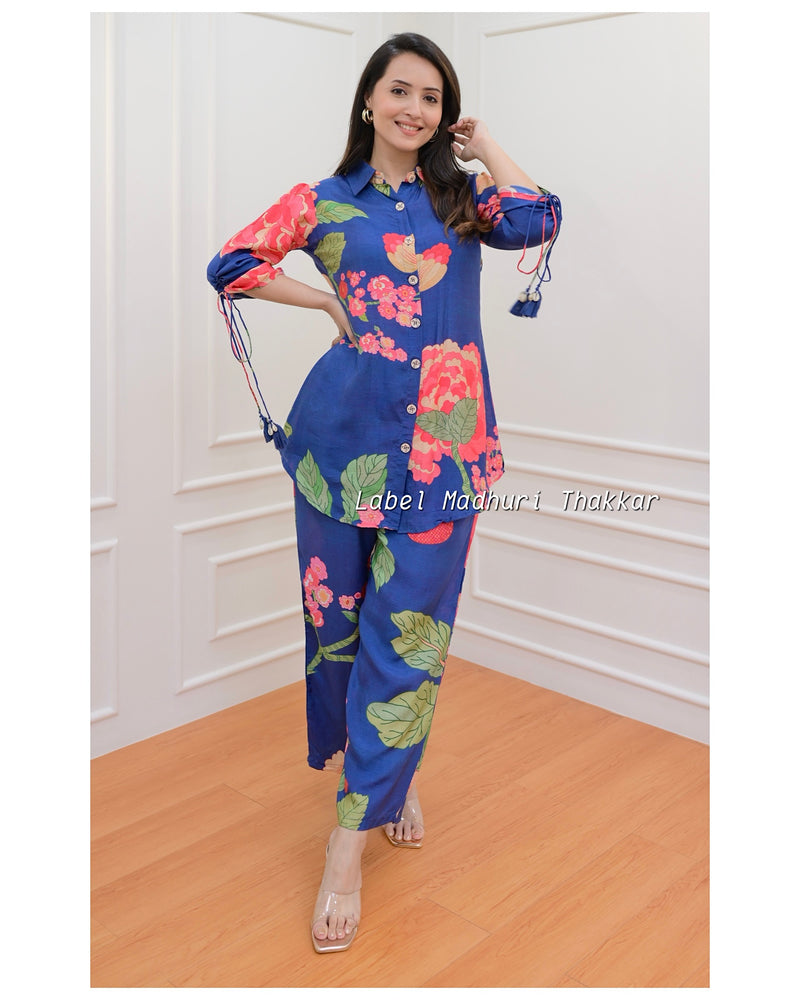 Blue Floral Muslin Co-ord