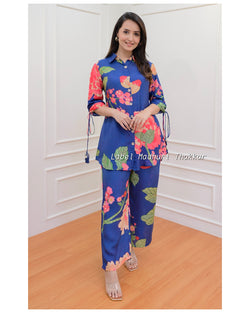 Blue Floral Muslin Co-ord