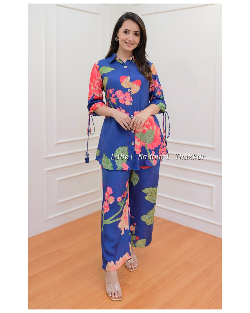 Blue Floral Muslin Co-ord