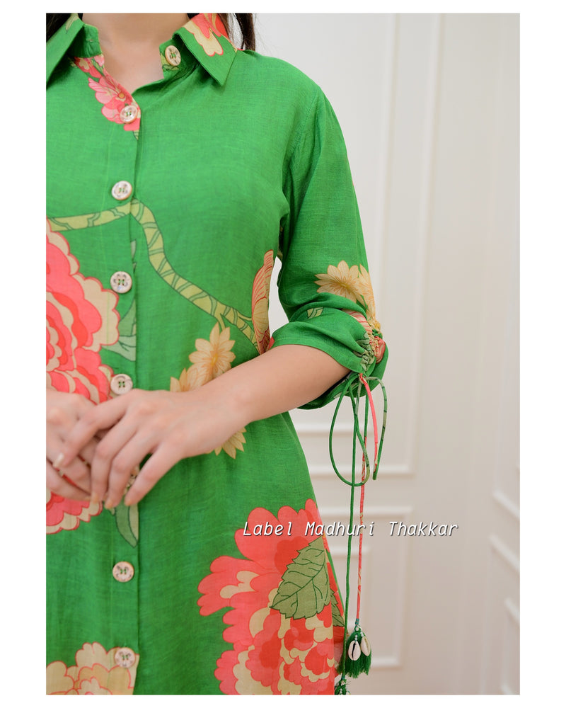 Green Floral Muslin Co-ord