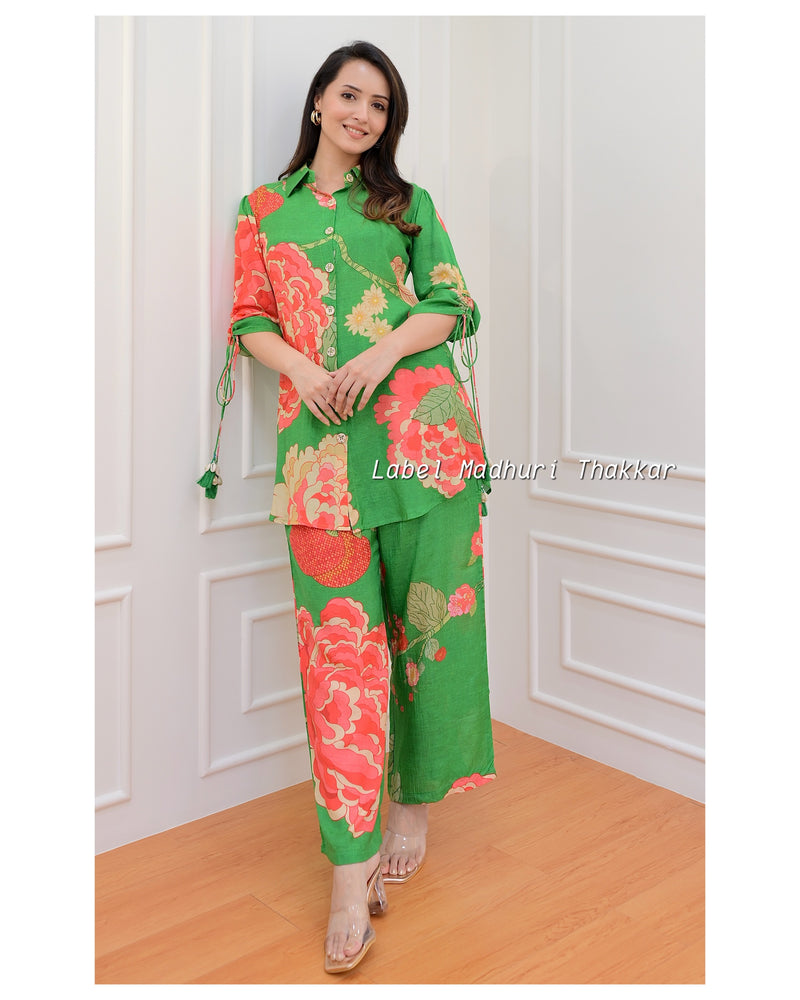 Green Floral Muslin Co-ord