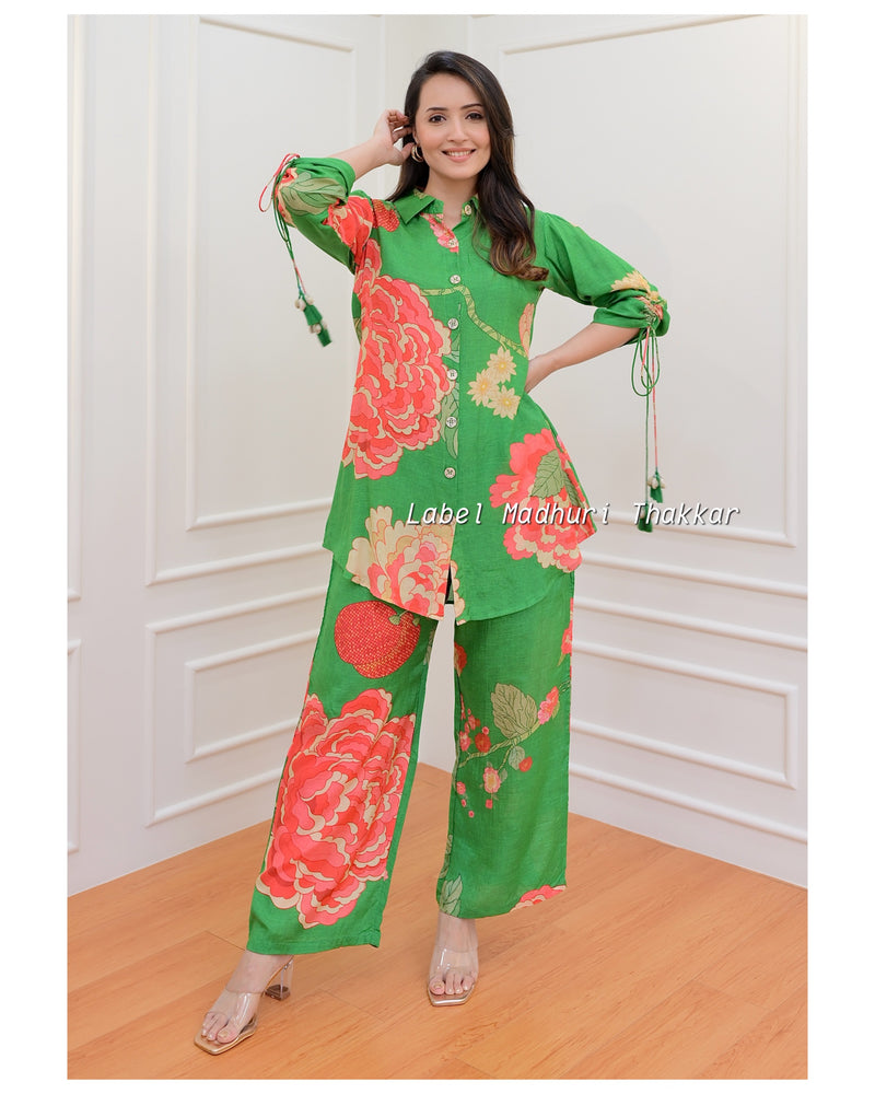 Green Floral Muslin Co-ord