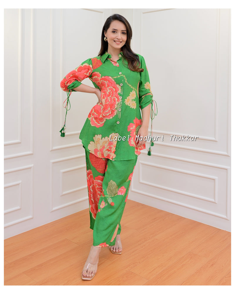 Green Floral Muslin Co-ord