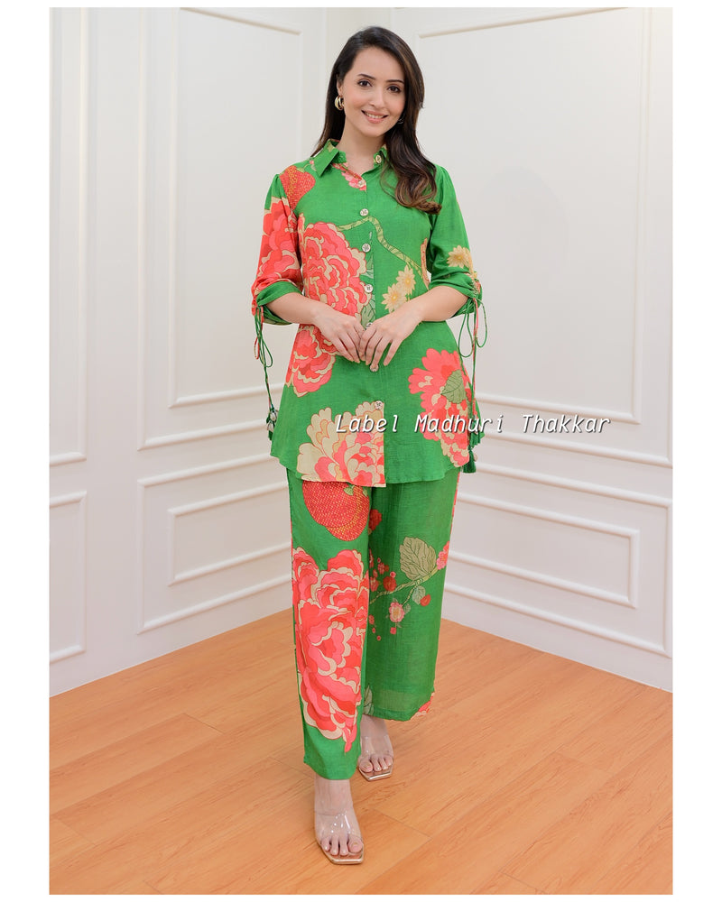 Green Floral Muslin Co-ord