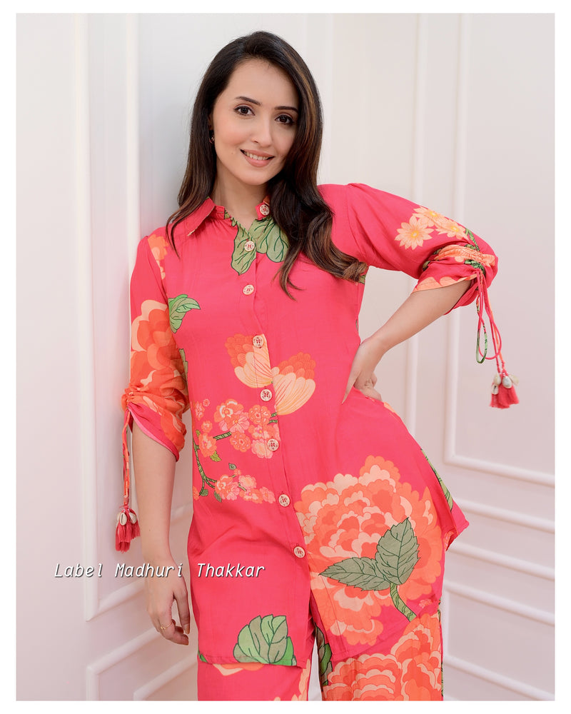 Pink Floral Muslin Co-ord